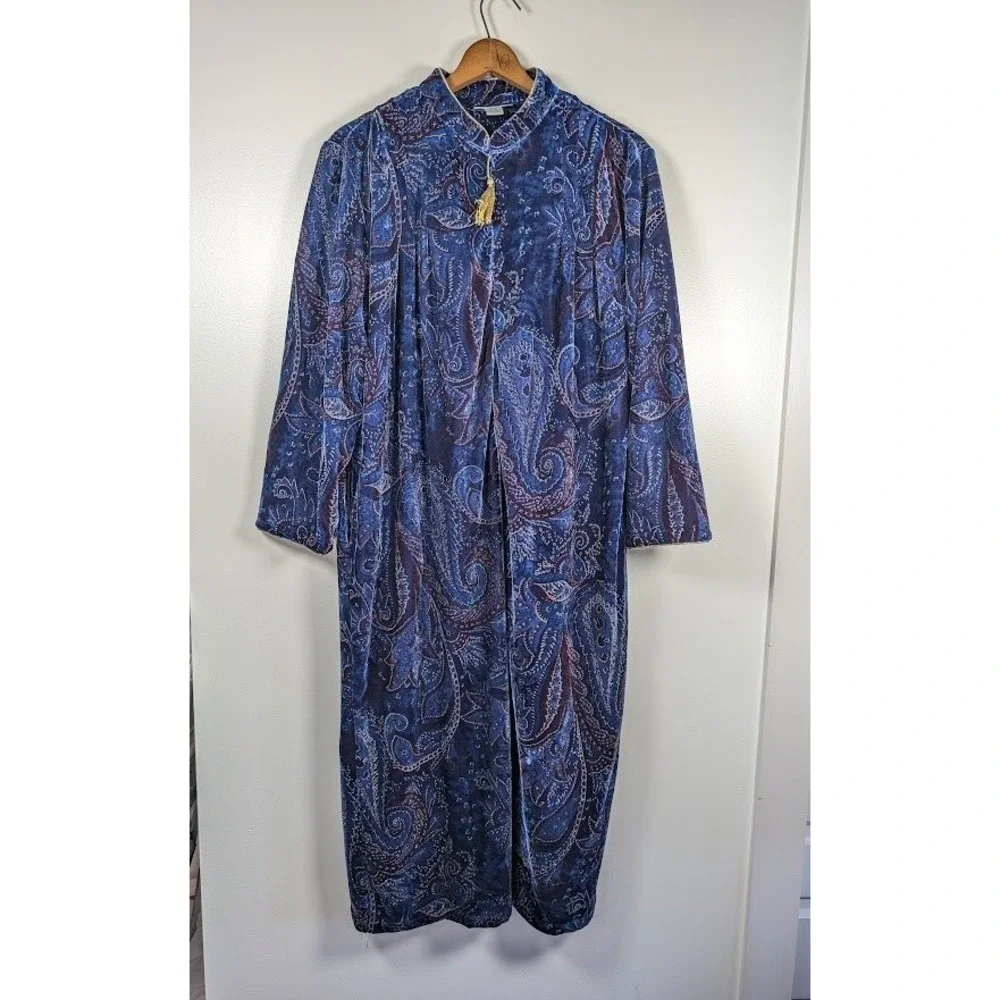 Vintage Celestial Velvet Robe Size XL Serengeti Kaftan‎ Whimsigoth Paisey Witchy